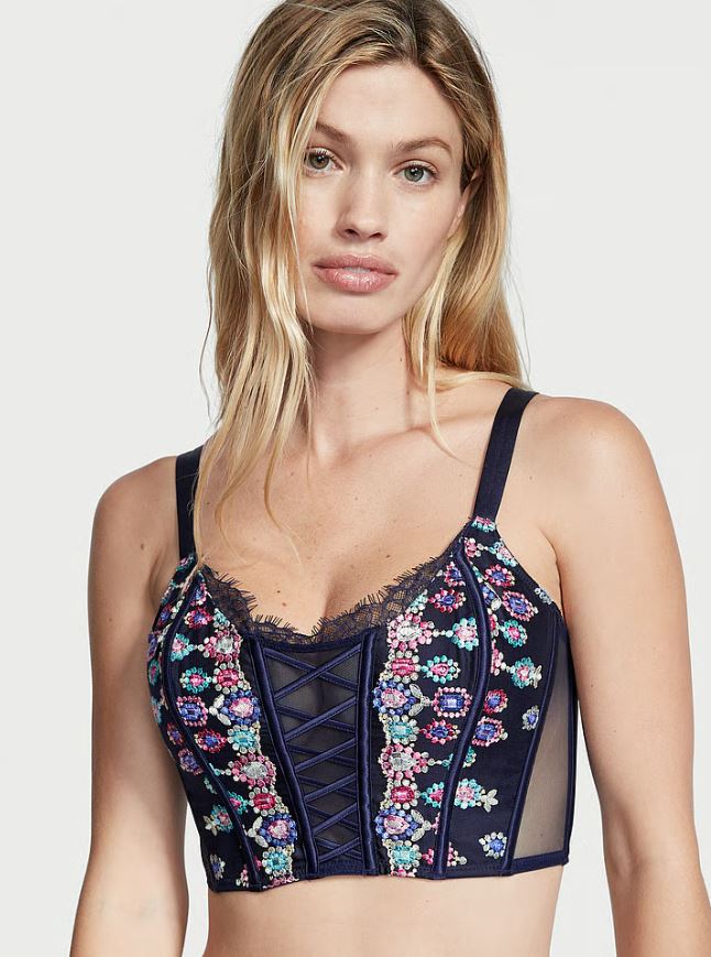 Set Bejeweled Embroidery Bra y liguero